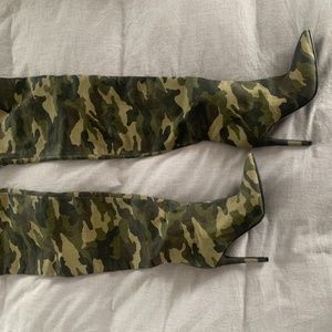 Kendall + Kylie Thigh High Camo Boots